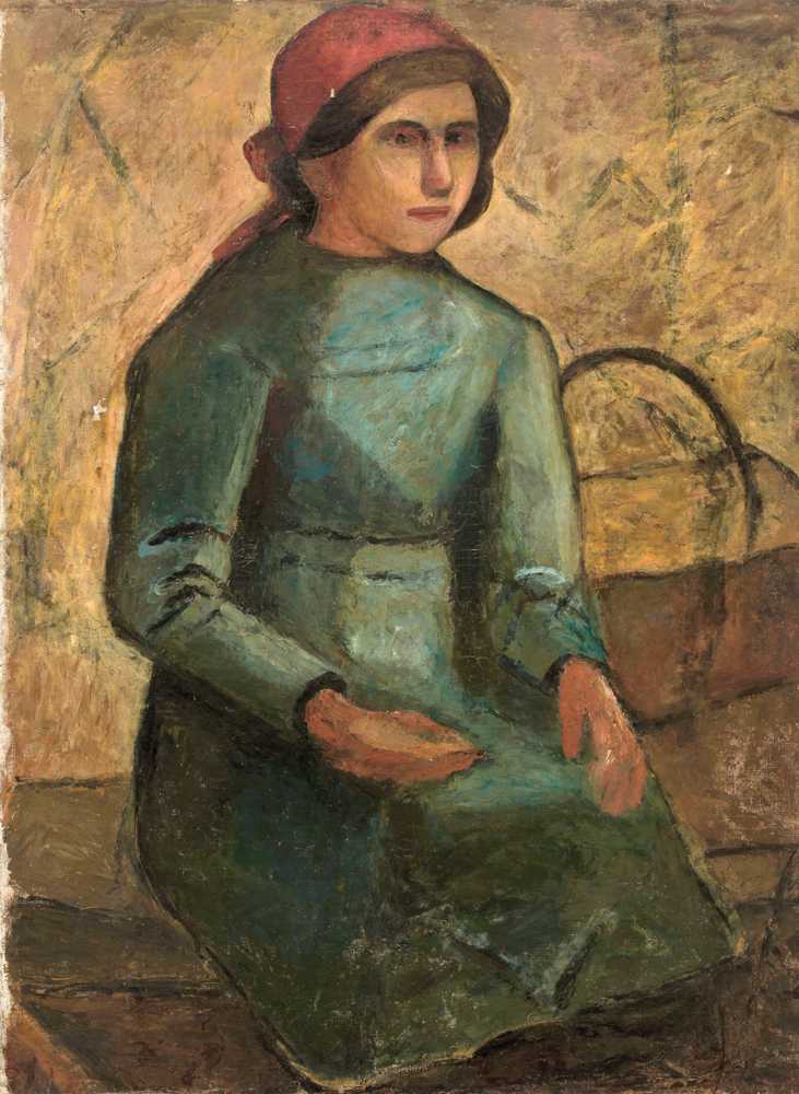 The Girl in a Green Dress with a Basket (1914) - Tadeusz Makowski