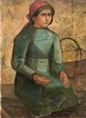 The Girl in a Green Dress with a Basket (1914) - Tadeusz Makowski