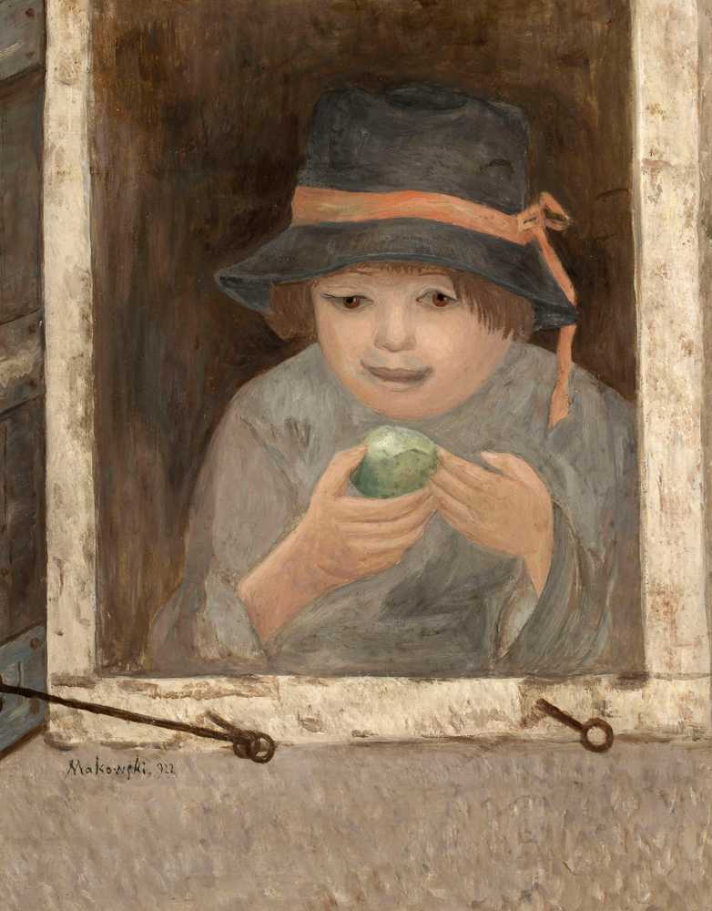 The Girl with an Apple at the Window (1922) - Tadeusz Makowski