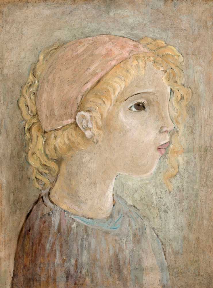 The head of a girl in a pink cap (1927) - Tadeusz Makowski