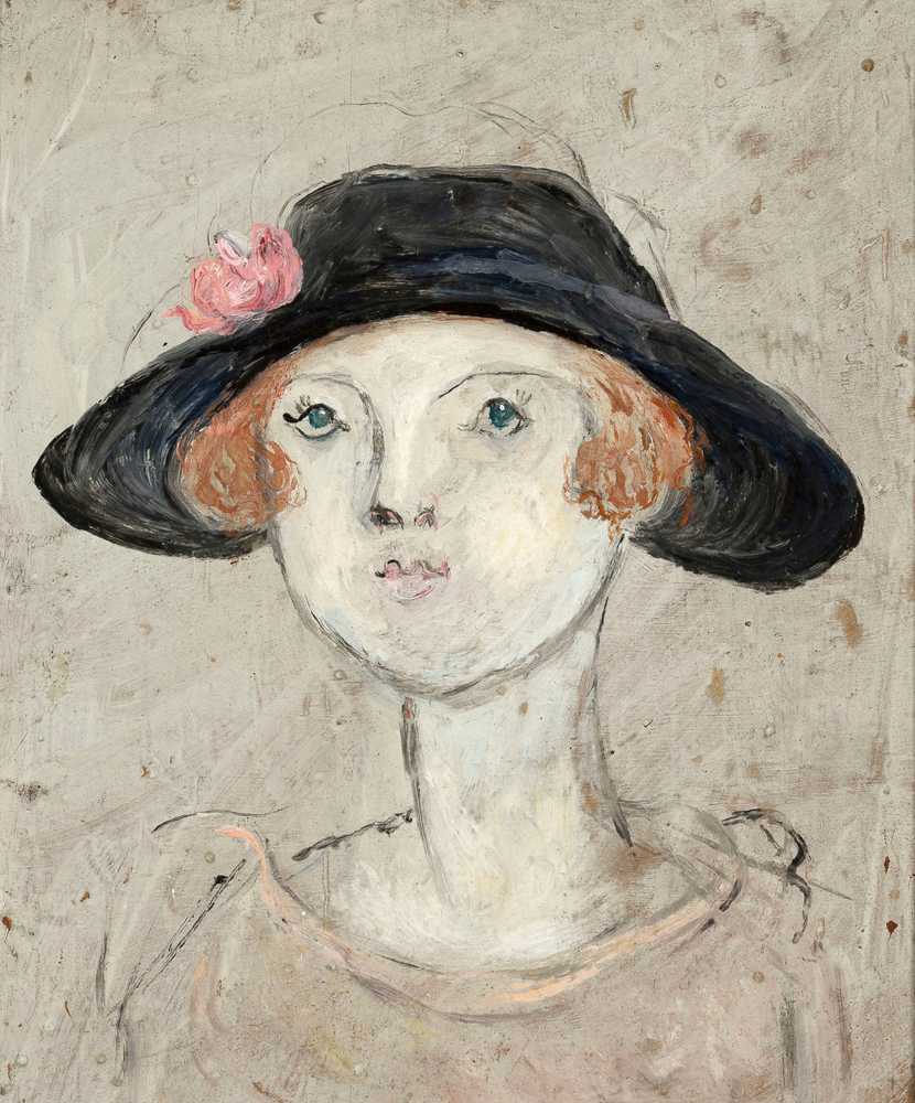 The head of a woman in a black hat (1925) - Tadeusz Makowski