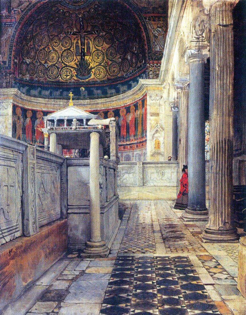 The interior of the church of San Clemente, Rome - Alma-Tadema