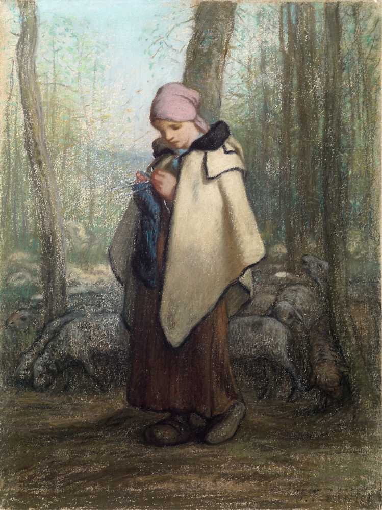 The Knitting Shepherdess (1856–57) - Jean Francois Millet