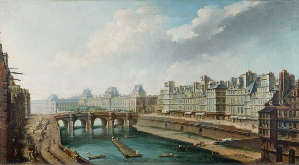 The Louvre, the Pont-Neuf and the Quai des Orfevres, seen from th... - Raguenet