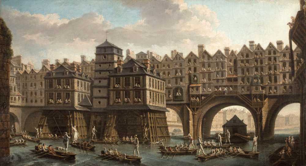 The mariners' joust, between the Notre-Dame bridge and the Change... - Raguenet