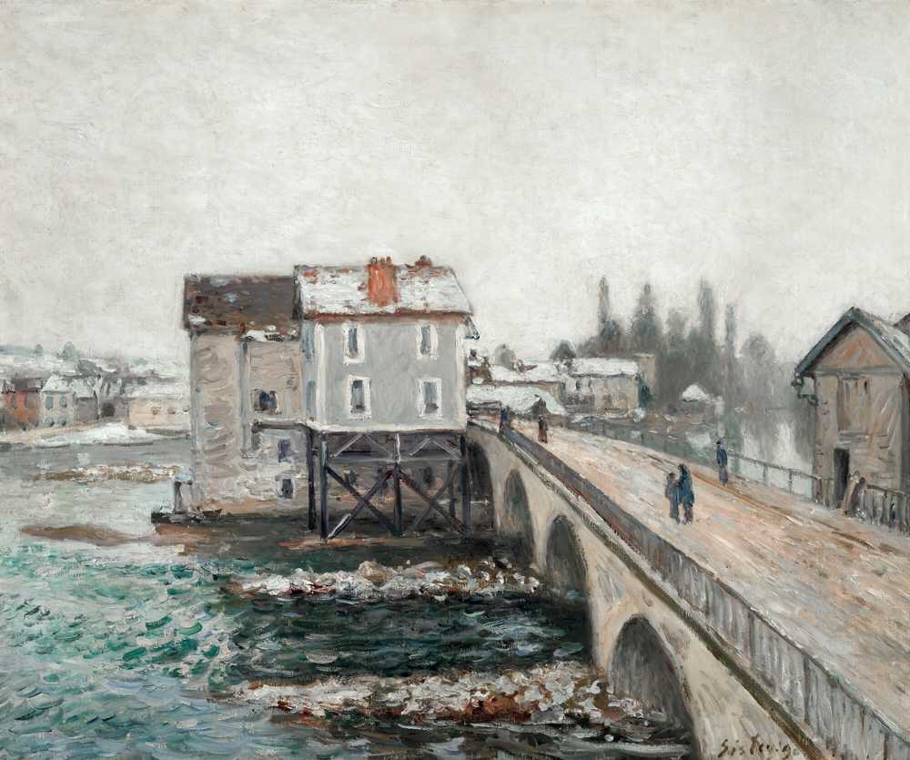 The Moret Bridge And The Mills – Winter Effect (1890) - Alfred Sisley