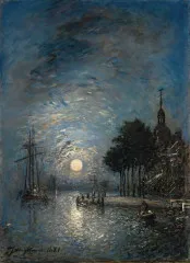 The Port Of Dordrecht At Dusk (1881) - Johan Barthold Jongkind