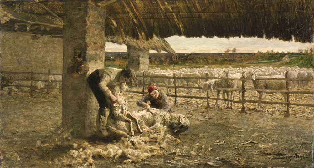 The Sheepshearing - Giovanni Segantini