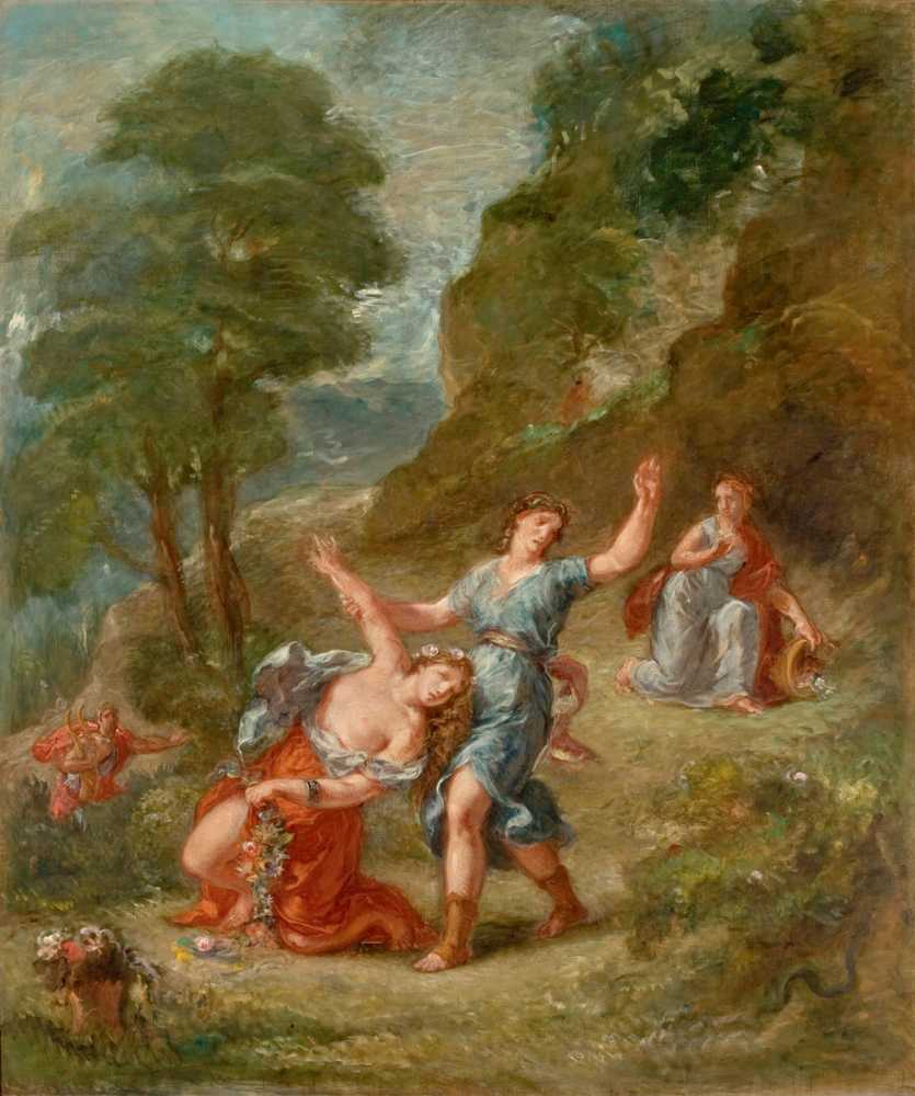The Spring – Eurydice bitten by a serpent while picking flowers... - Delacroix