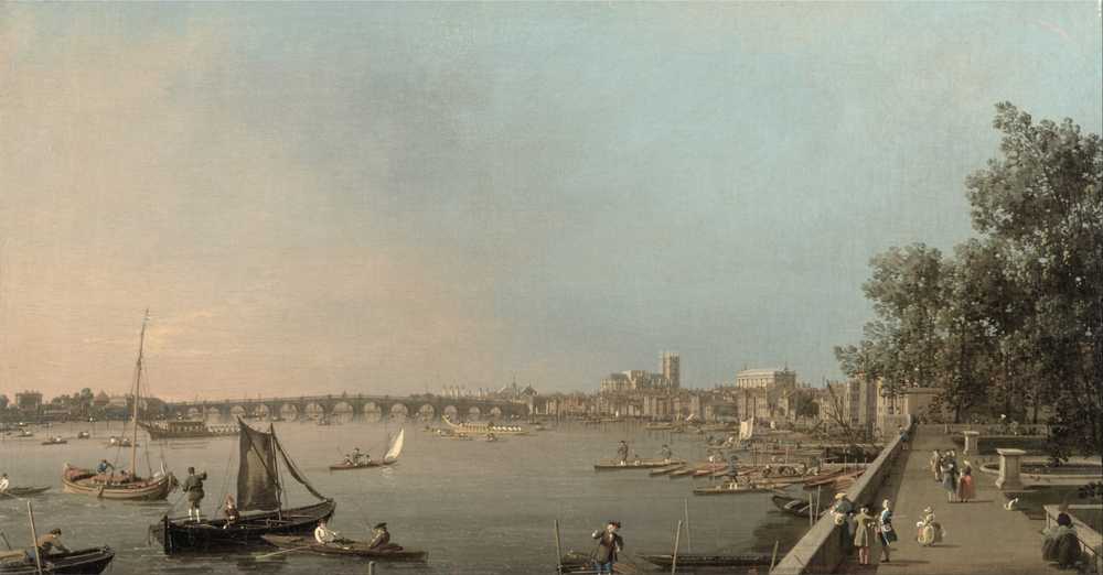 The Thames from the Terrace of Somerset House, Looking toward Wes... - Canaletto