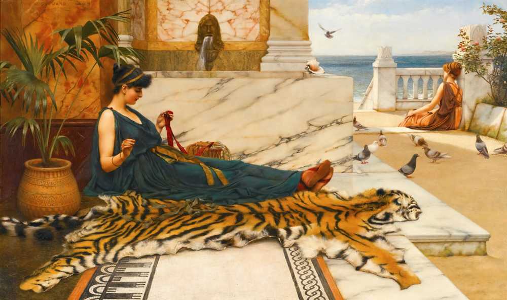 The Tigerskin (Sewing Girl) (1889) - John William Godward