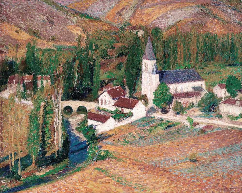 The Church of Labastide-Du-Vert with the bridge and river - Guillaume Martin