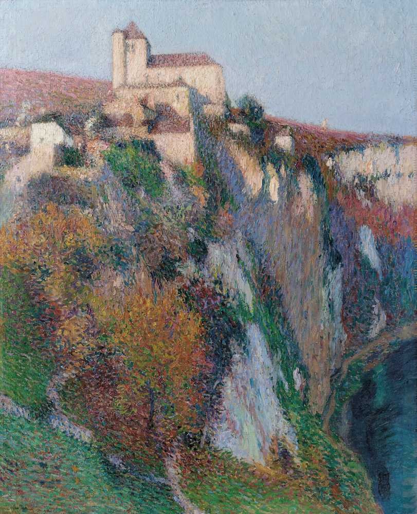The Saint-Cirq Lapopie church perched on the cliff of the ... - Guillaume Martin