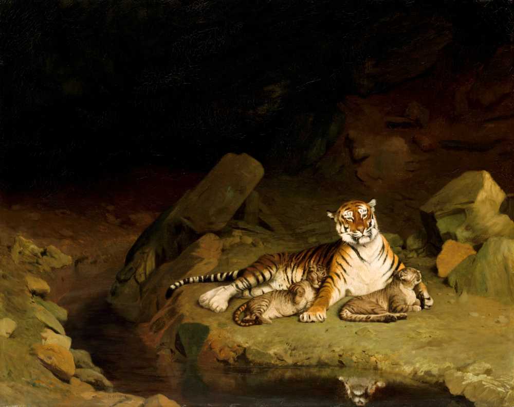 Tiger and Cubs (ca. 1884) - Jean-Leon Gerome