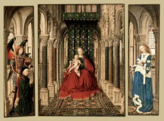 Triptych of Mary and Child, St. Michael, and the Catherine (1437) - Van-Eyck