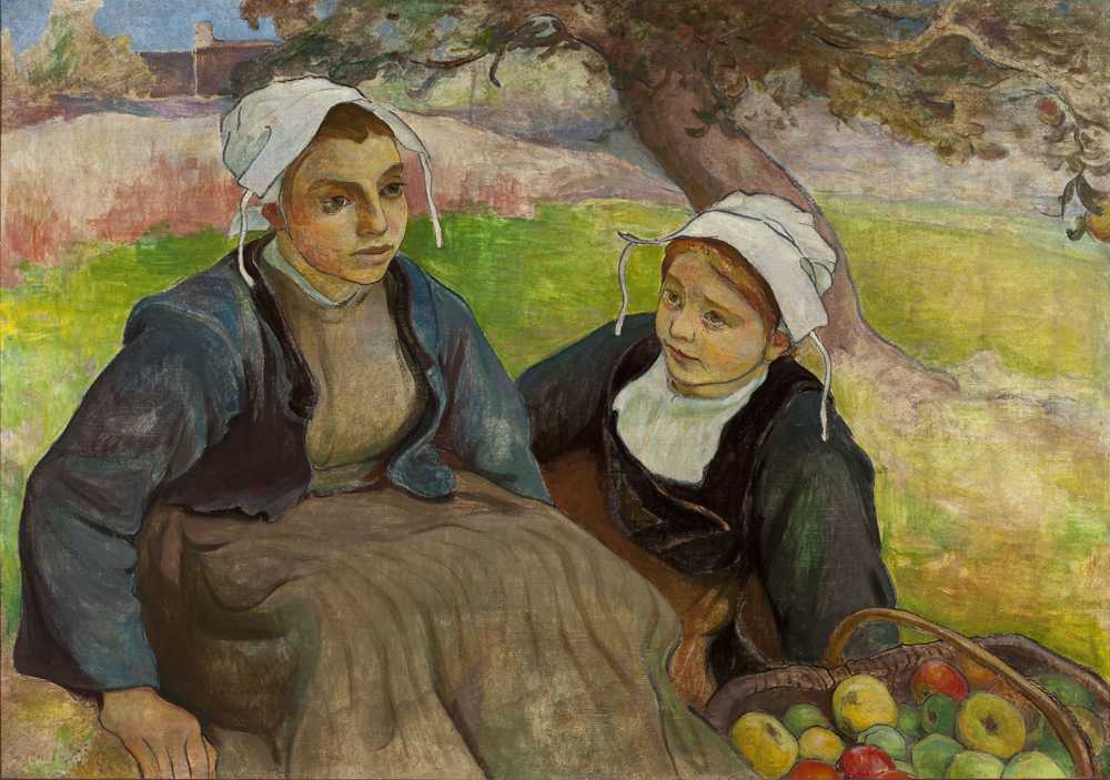 Two Brittany with a basket of apples - Władysław Ślewiński