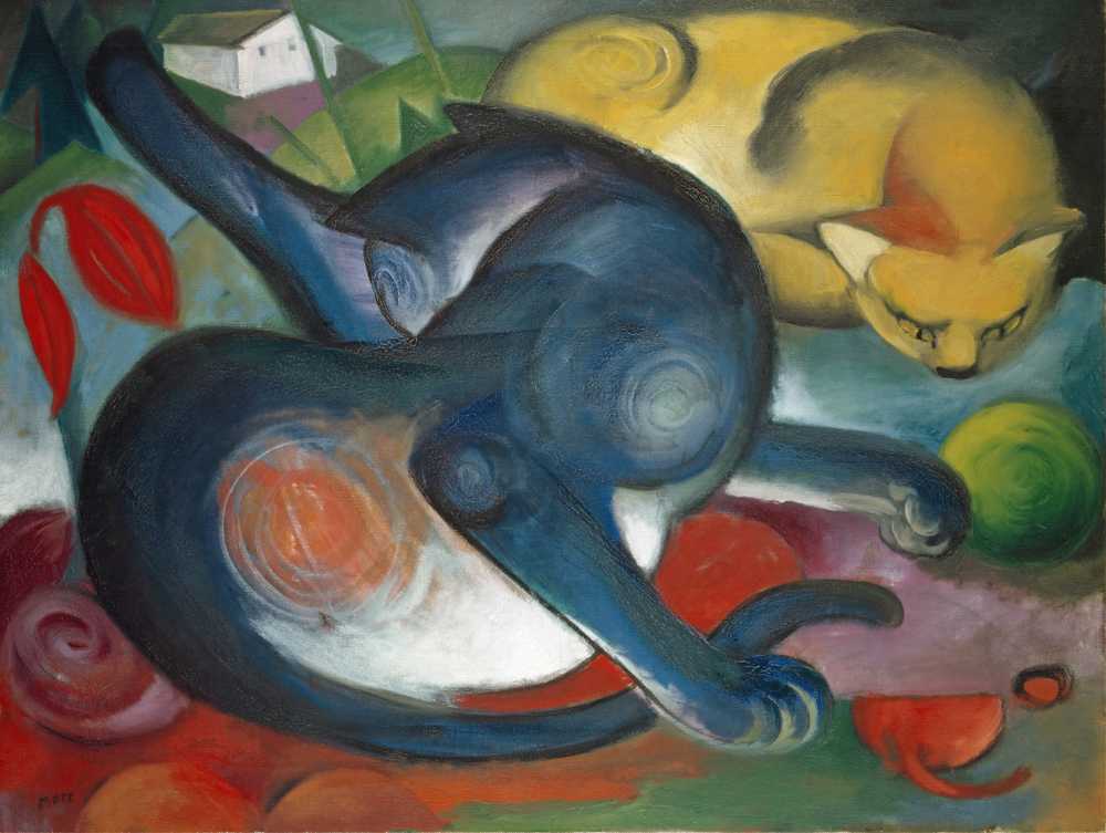 Two Cats, Blue and Yellow (1912) - Franz Marc