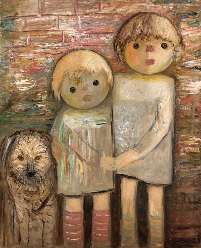Two children with a dog (1932) - Tadeusz Makowski