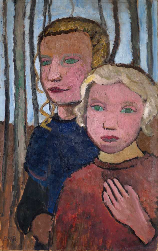 Two Girls in Front of Birch Trees (c - Paula Modersohn Becker