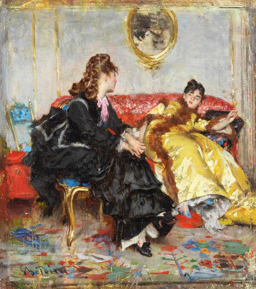 Two ladies sitting in an interior - Giovanni Boldini