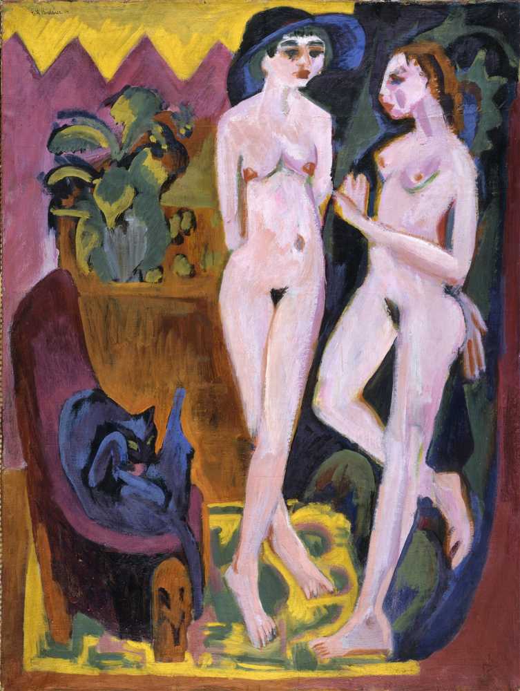 Two Nudes in a Room (1914) - Ernst Ludwig Kirchner