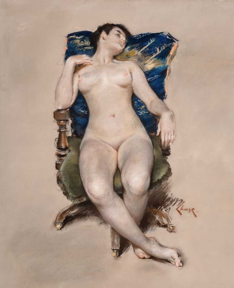 Untitled (Nude Resting in a Chair) (circa 1888) - William Merritt Chase