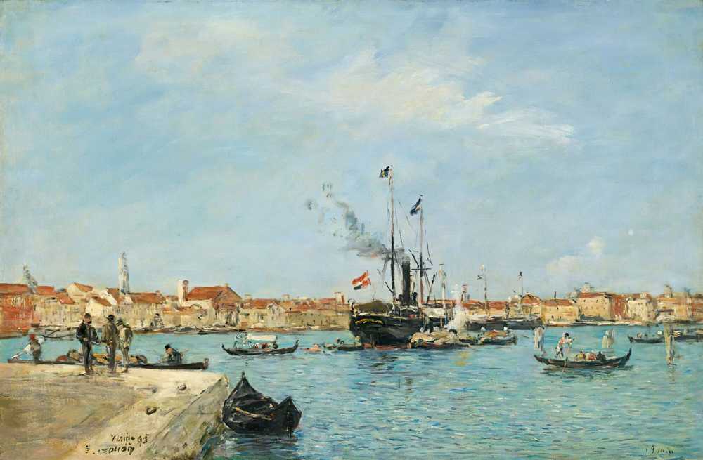 Venice, The Grand Canal, Steamers And Gondolas (1895) - Eugene Boudin