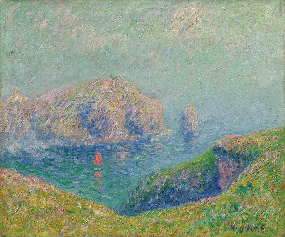 View of the Bay with Sailboat - Henry Moret