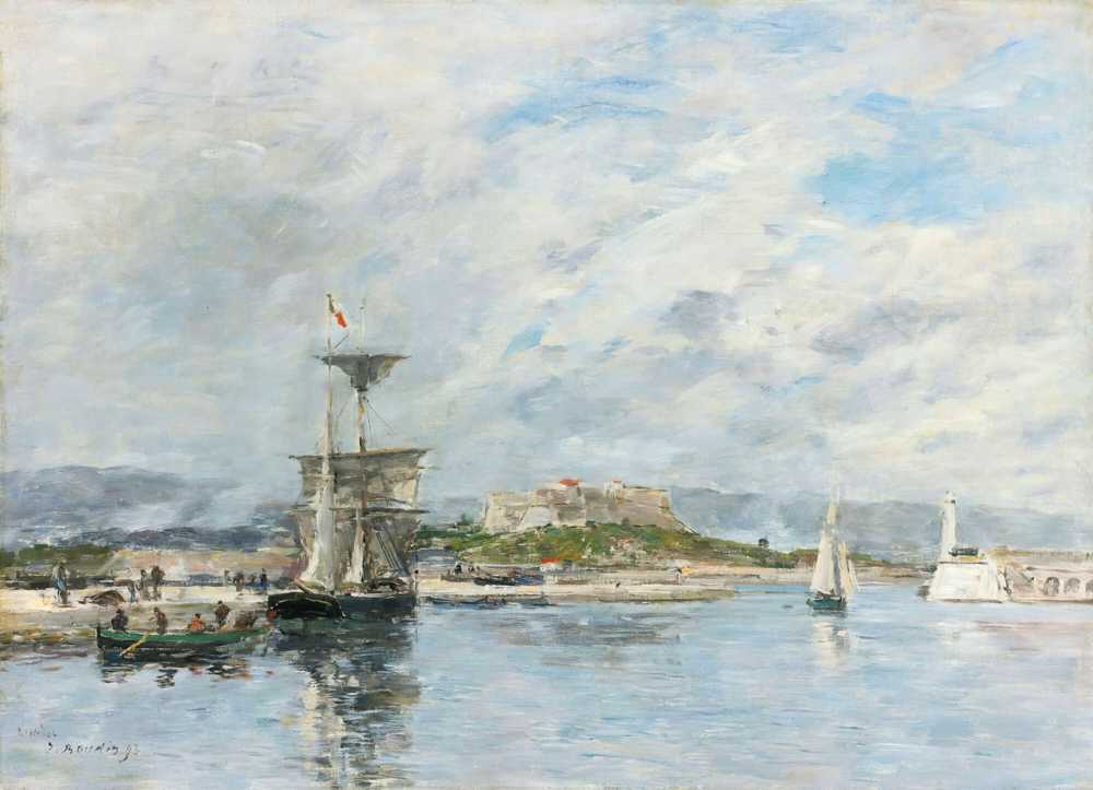 View Of The Port Of Antibes. The Quay, The Morning (1893) - Eugene Boudin