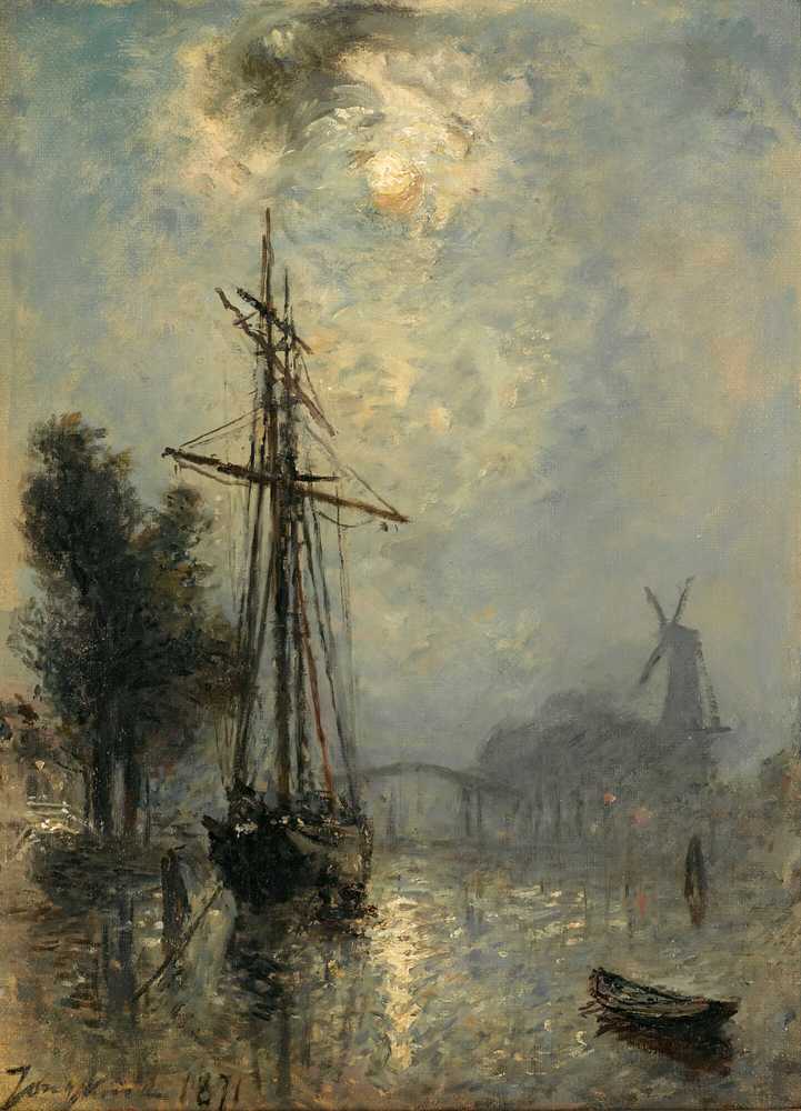 View Of The Port Of Overschie (1871) - Johan Barthold Jongkind