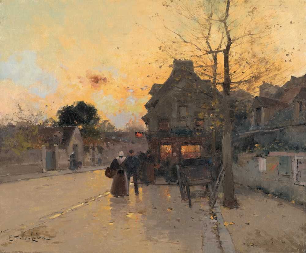 Village, An Autumn Evening - Eugene Galien-Laloue