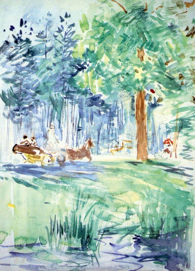 Wagon at the Bois de Boulogne, Allee des Poteaux - Morisot