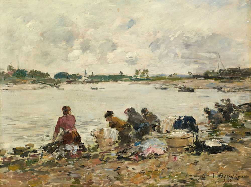 Washers On The Edge Of The Touques (1894) - Eugene Boudin