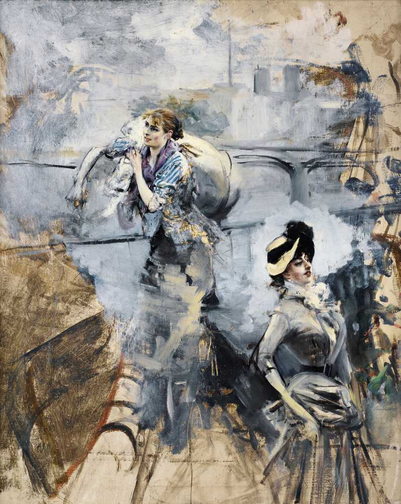 Washerwoman And a Young Brunette By The Seine, Paris - Giovanni Boldini