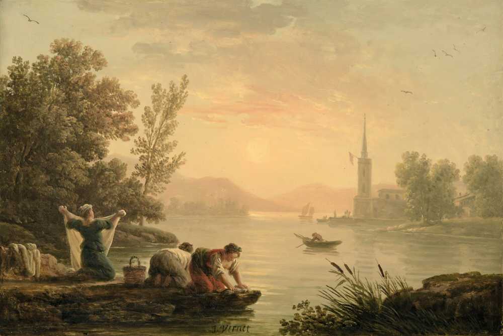 Washerwomen near by a lake - Claude Joseph Vernet