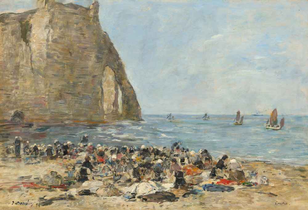 Washerwomen on the Beach of Etretat, 1894 - Eugene Boudin