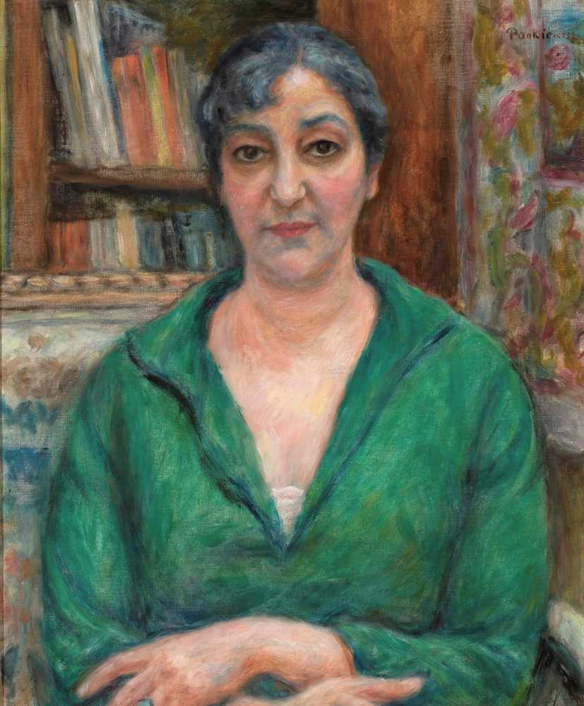 Wife’s portrait in a green sweater (1921) - Józef Pankiewicz