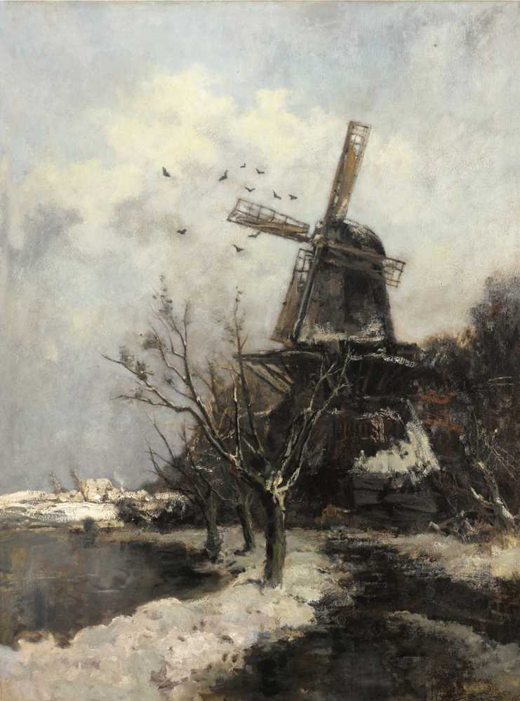 Windmill by a Stream in Winter - Matthijs Maris