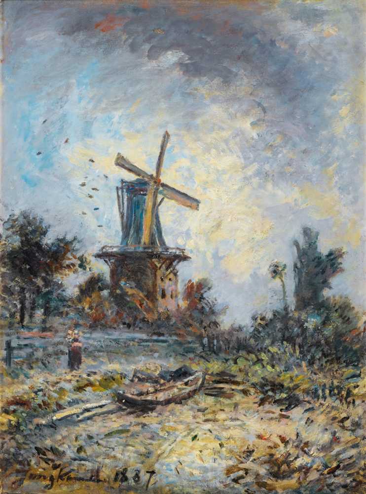 Windmill In Dordrecht (1887) - Johan Barthold Jongkind