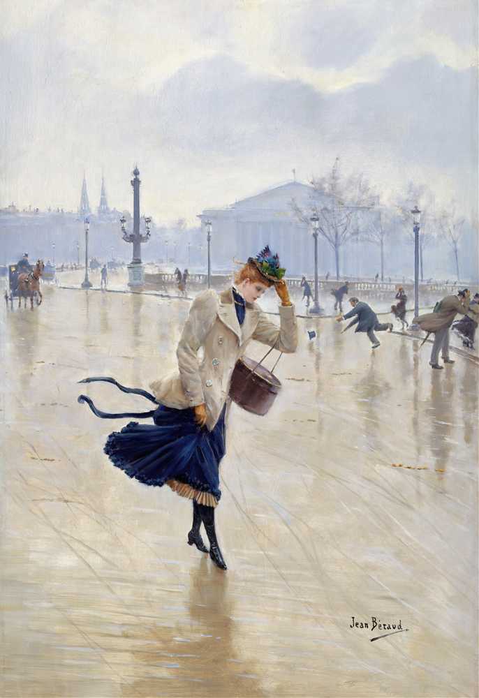 Windy Day, Place De La Concorde (c. 1890) - Jean Beraud