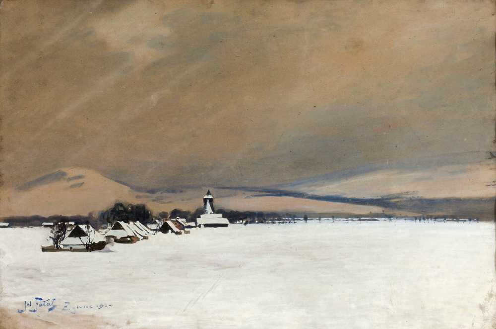 Winter landscape from Żywiec (1909) - Julian Fałat