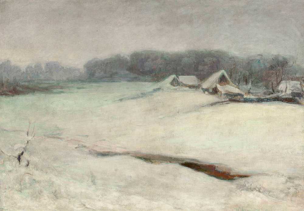 Winter landscape with cottages (1907) - Władysław Ślewiński