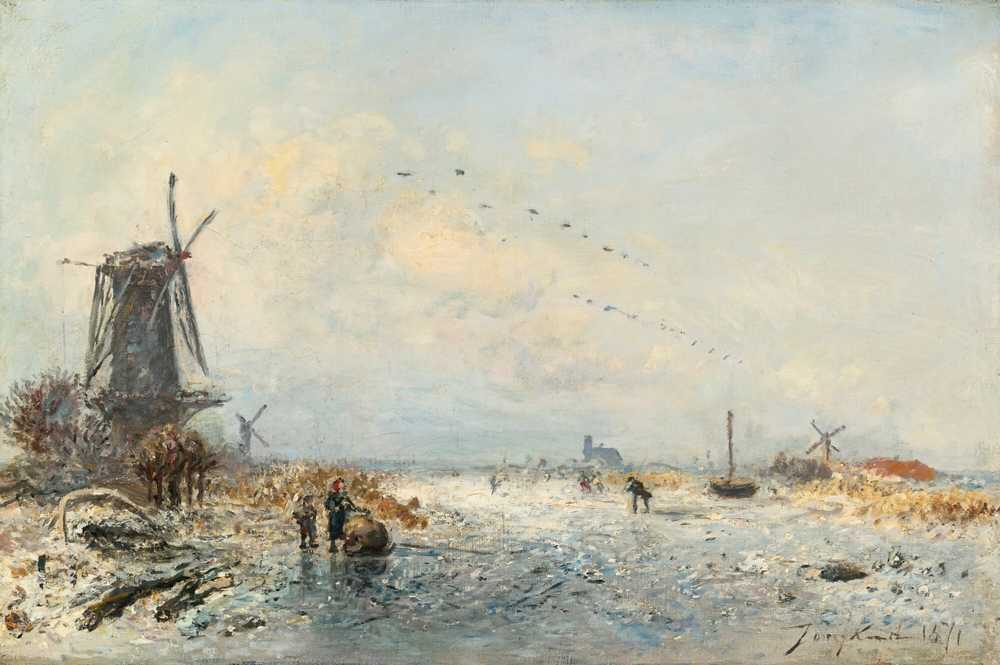 Winter Scene In Holland (1871) - Johan Barthold Jongkind