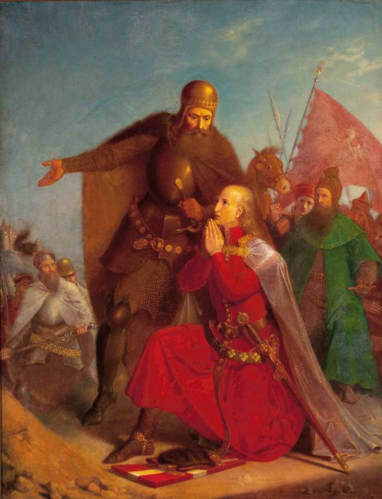 Władysław Jagiełło and Vytautas praying before the battle of Grunwa... - Matejko