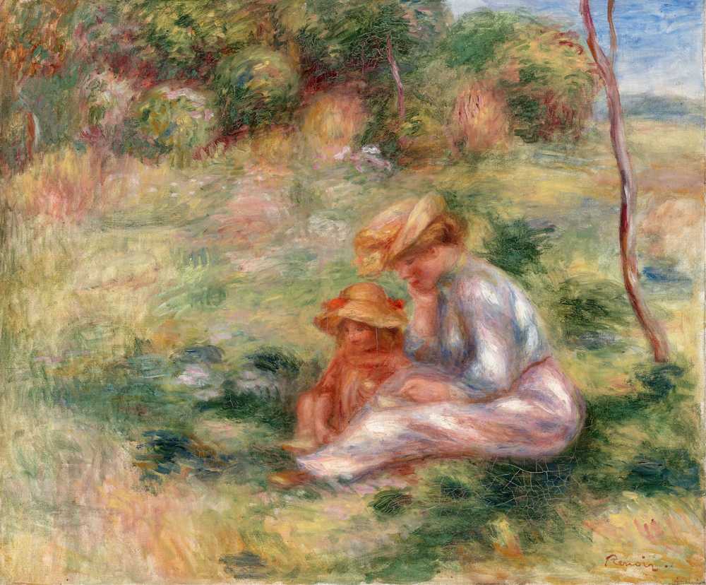 Woman and Child in the Grass (1898) - Auguste Renoir