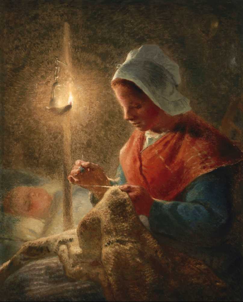 Woman Sewing by Lamplight (circa 1870-1872) - Jean Francois Millet