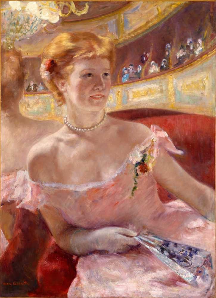 Woman with a Pearl Necklace in a Loge - Mary Cassatt