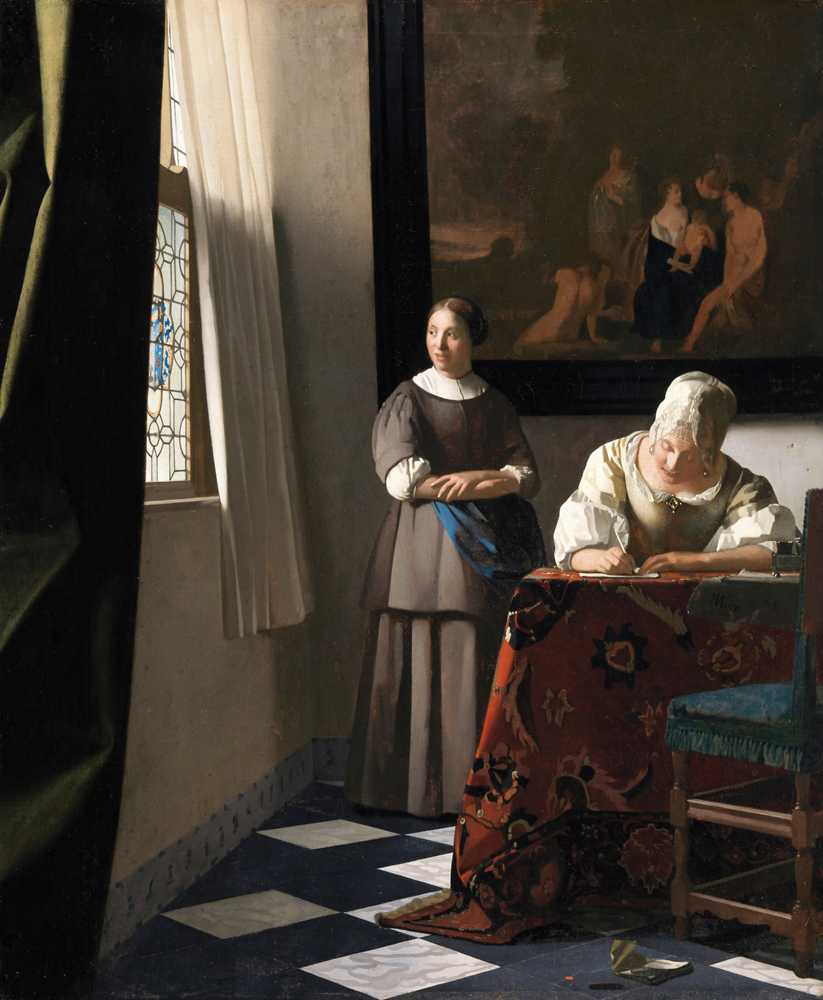 Woman Writing a Letter, with her Maid - Johannes Vermeer