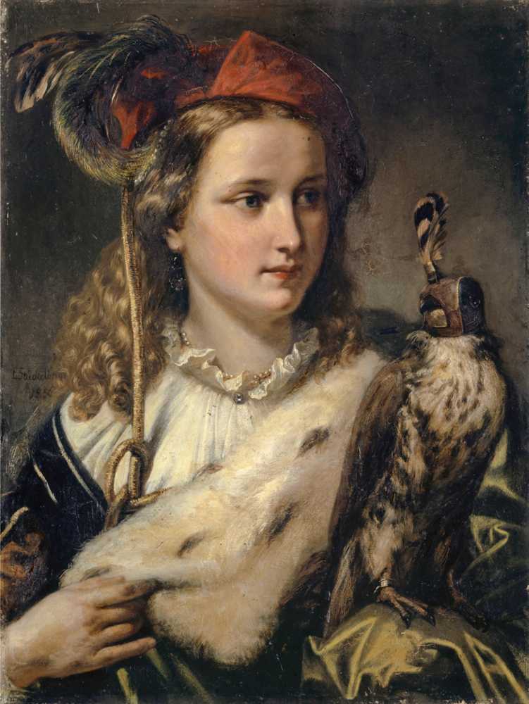 Young Nobel Woman with a Falcon (1856) - Ernst Stückelberg
