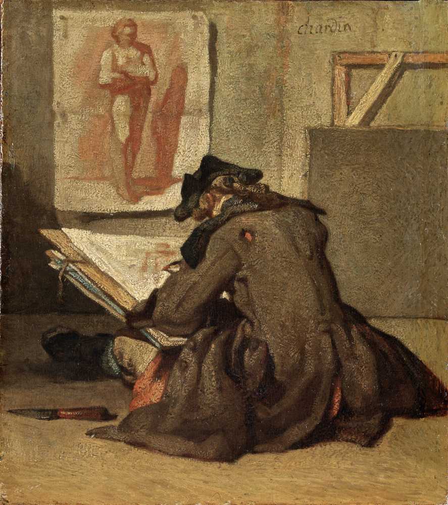 Young Student Drawing (circa 1738) - Jean Baptiste Simeon Chardin